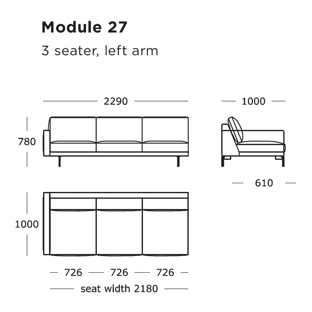 Modular Sofa Set - Edge V1 Contemporary Sectional Couch with 25 & 32 Inch Modules for Living Room, Lounge & Office Spaces