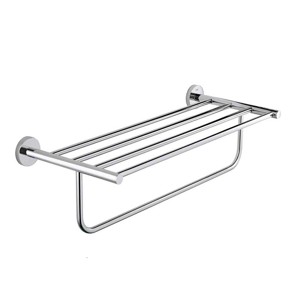 Brass Anti-Rust Double Shelf Towel Rack with Wall Mount Bars - Bathroom & Hotel Towel Holder for Lavatory Storage (Plated Finish) | Perfect for Spa, Guest Rooms & Home Bath Organization