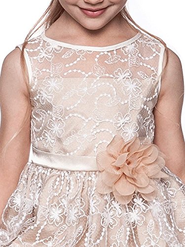 Ivory Champagne Flower Girl Dress - High-Quality Lace Pageant Dress for Weddings (Ages 2-14) | Perfect for Bridal Parties, First Communion & Special Occasions