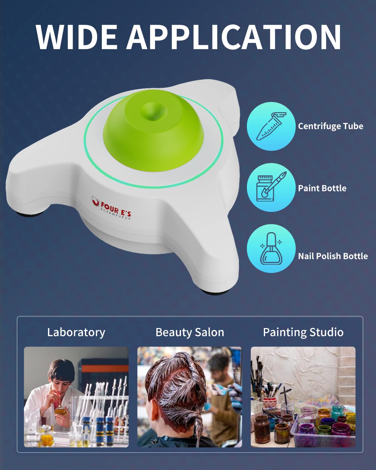 Lab Vortex Mixer 5600rpm with Interchangeable Silicone Caps - Mini Vortex Shaker for Test Tubes, Nail Polish, Acrylic Paints - 6mm Orbital Diameter Touch Control | Perfect for Laboratories, DIY Nail Art & Paint Mixing