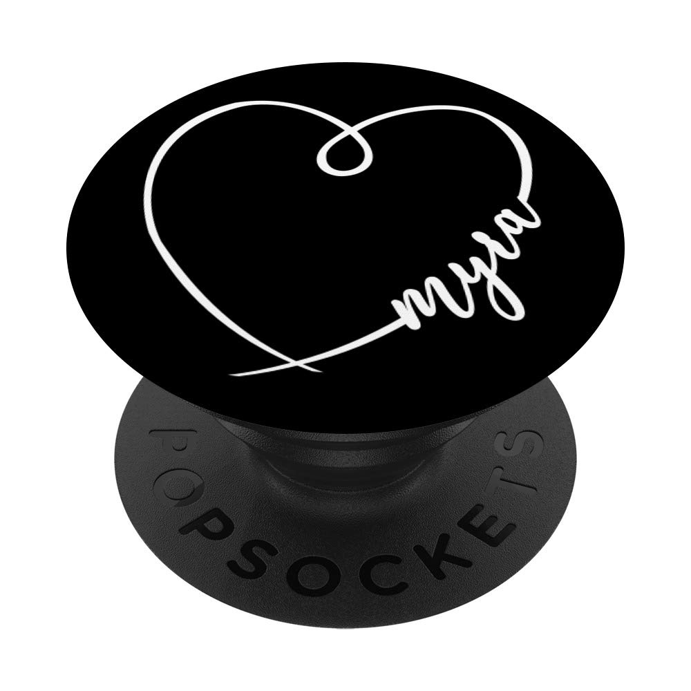 Myra Name Minimalist Heart Calligraphy Art PopSockets Phone Grip & Stand - Perfect for iPhone, Samsung, iPad | Cute Gift for Valentine's Day, Anniversary & Everyday Use