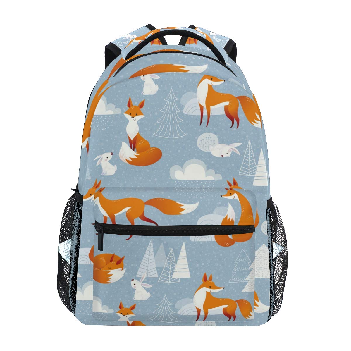 Cute Fox and Rabbit Print School Backpack for Boys & Girls - Lightweight Laptop Bookbag for Teens, Travel, College & Everyday Use