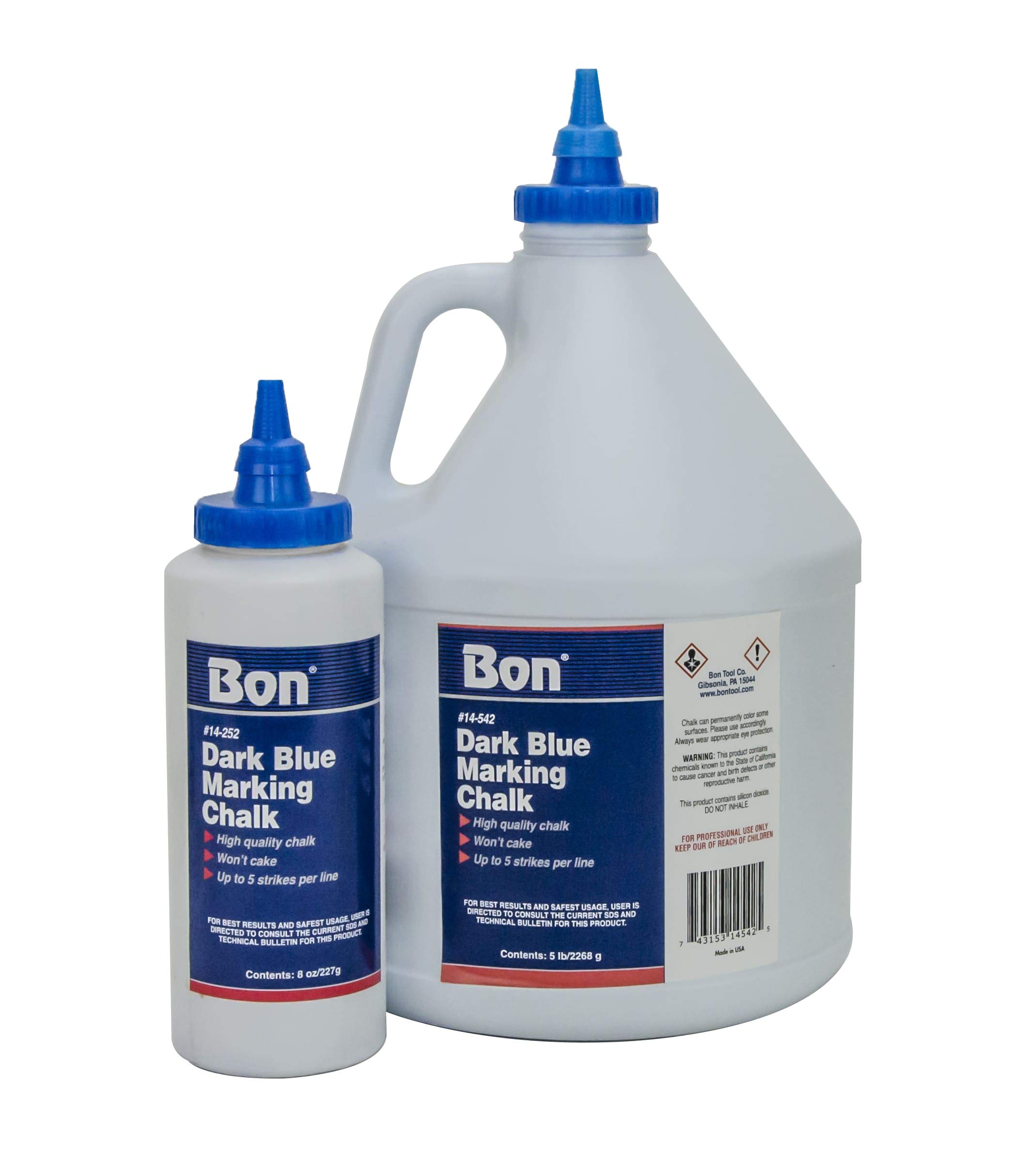 Bon 14-252 8-Ounce Dark Blue Chalk for Chalk Box - Perfect for Construction Marking, Classroom Teaching & Outdoor Sports