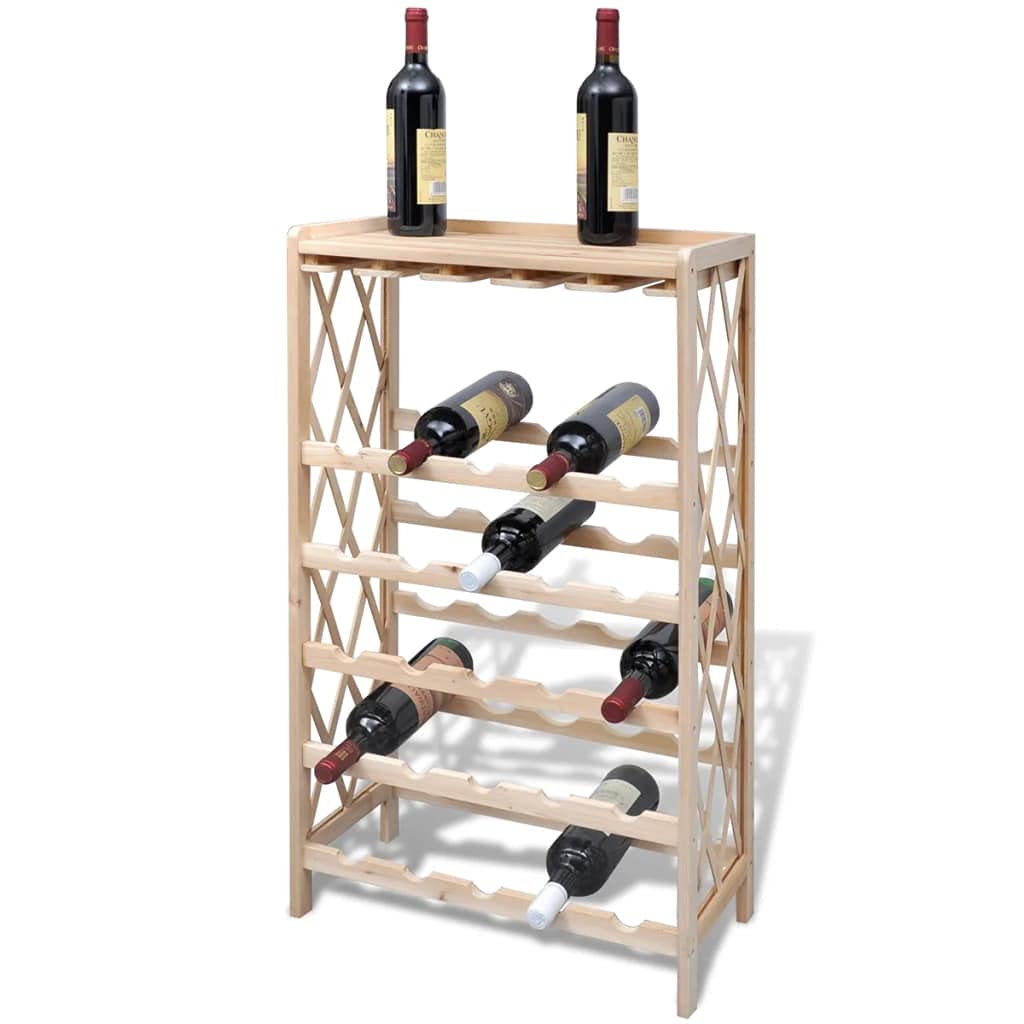 iFCOW 25 Bottle Wine Rack - Solid Fir Wood Wall Mounted Storage for Kitchen, Bar & Dining Room - Space Saving Wine Bottle Organizer for Home & Restaurant Use