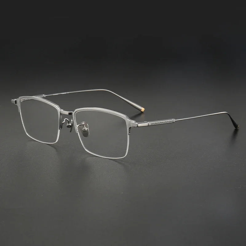 Aror Men's Semi-Rimless Square Titanium Eyeglasses Frame - Lightweight Durable Glasses for Work, Reading & Fashion (Model 10165)