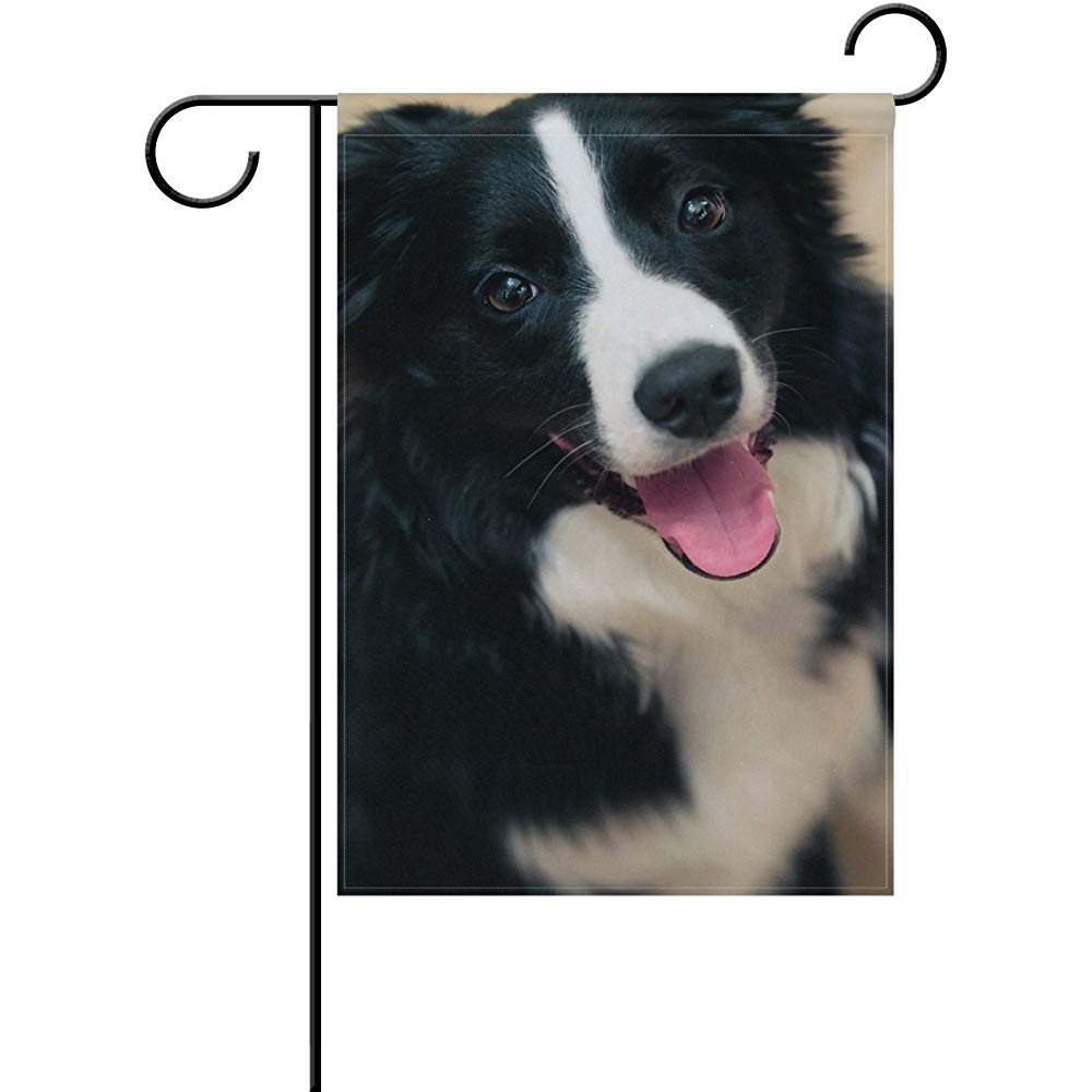 Black and White Border Collie Dog Garden Flag - 12