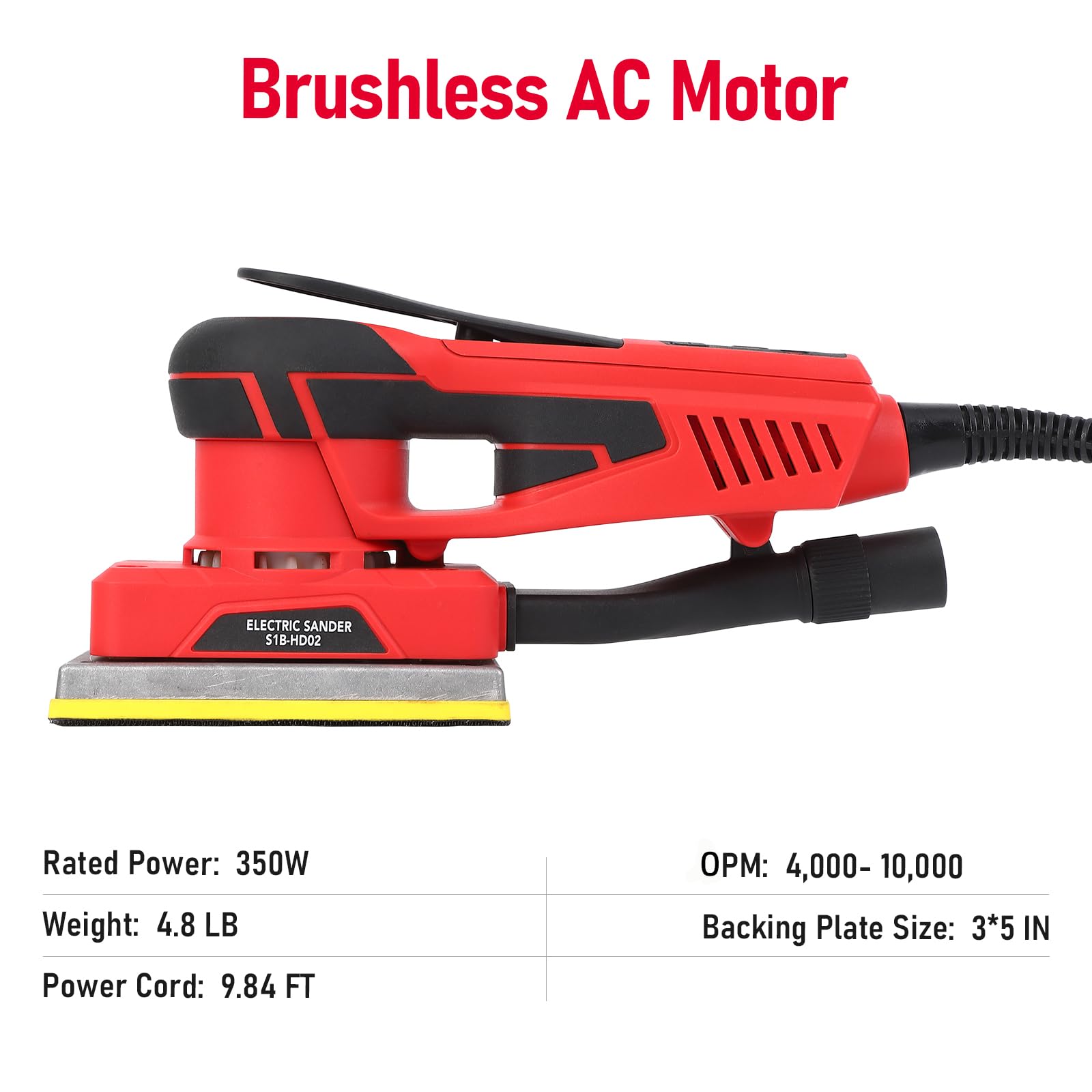350W Brushless Motor Sheet Sander with 12 Sanding Papers - Powerful & Low Vibration 10000 OPM Finishing Sander for Woodworking, Polishing, Carpentry - Perfect for DIY Projects, Furniture Refinishing & Home Renovation