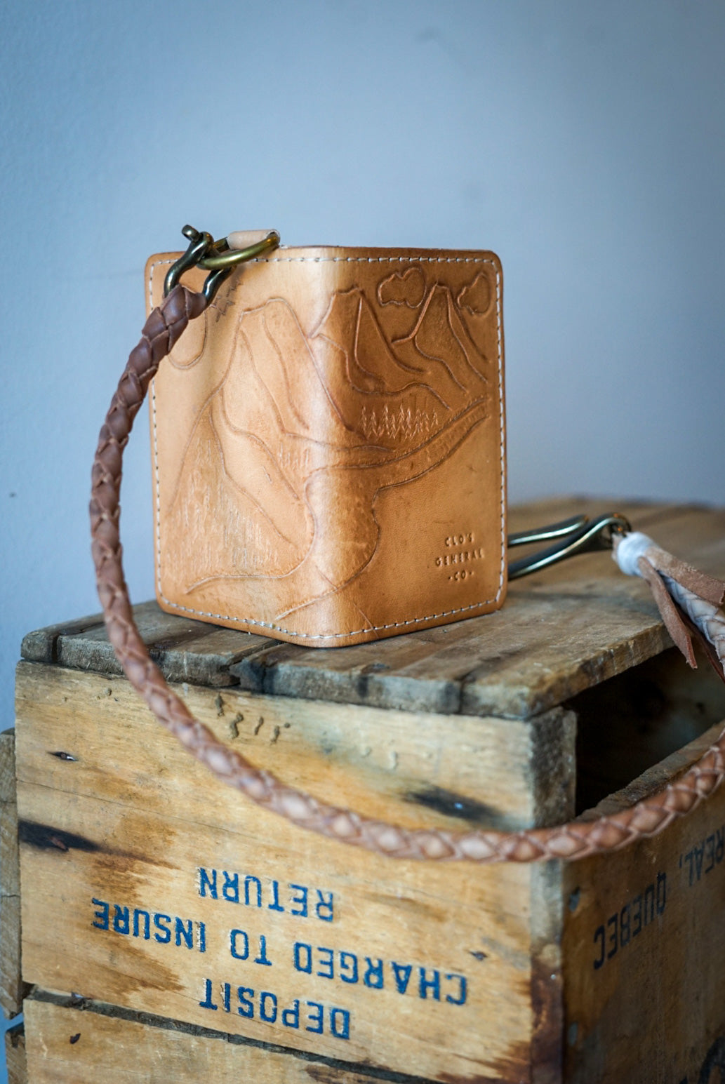 Handmade Mini Trucker Wallet with 4-Strand Round Braided Lanyard - Genuine Leather RFID Blocking Slim Bifold Wallet for Men - Perfect for Everyday Carry, Travel & Outdoor Adventures