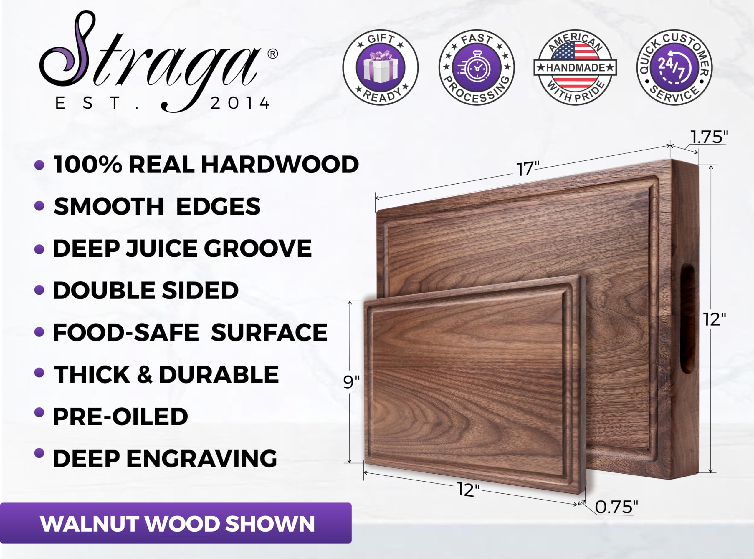 Straga Personalized Wood Cutting Boards - Handmade Engraved Charcuterie Board | Custom Wedding, Anniversary & Housewarming Gift for Couples, Newlyweds (Love Birds Design No.407) - Perfect for Cheese Platters, Charcuterie Displays & Romantic Gift Giving