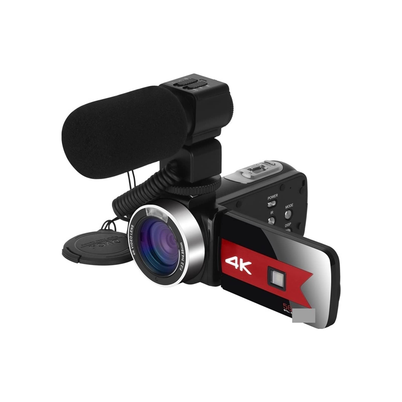 BODORME 4K Camcorder with 56MP & Night Vision - Live Streaming Webcam for Vlogging, Photography, YouTube Videos (No SD Card, NA-U800-LT) - Perfect for Travel, Events & Home Recording