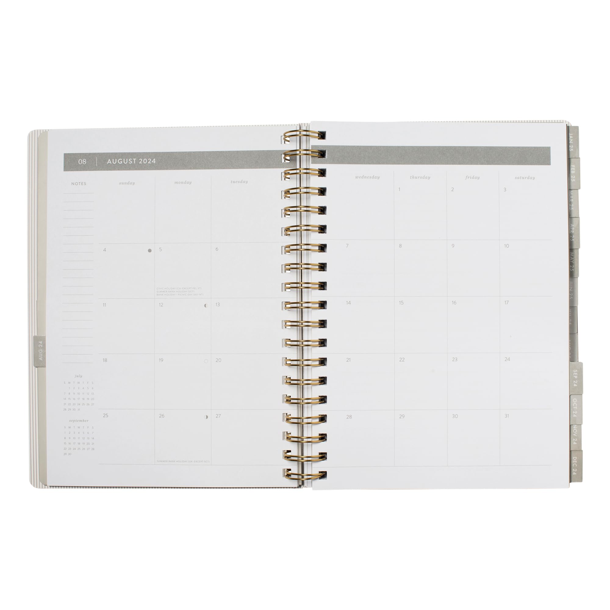 Fringe Studio 2025 Spiral Weekly Planner - August 2024 to December 2025, 17-Month Academic Planner with Faux Leather Cover, Standard Black, 6.875