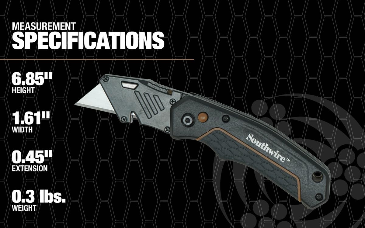 Southwire UTILQO Folding Utility Knife - Heavy Duty Retractable Box Cutter with Ergonomic Grip for DIY, Construction, and Packaging | Perfect for Home Improvement, Warehouse, and Craft Projects