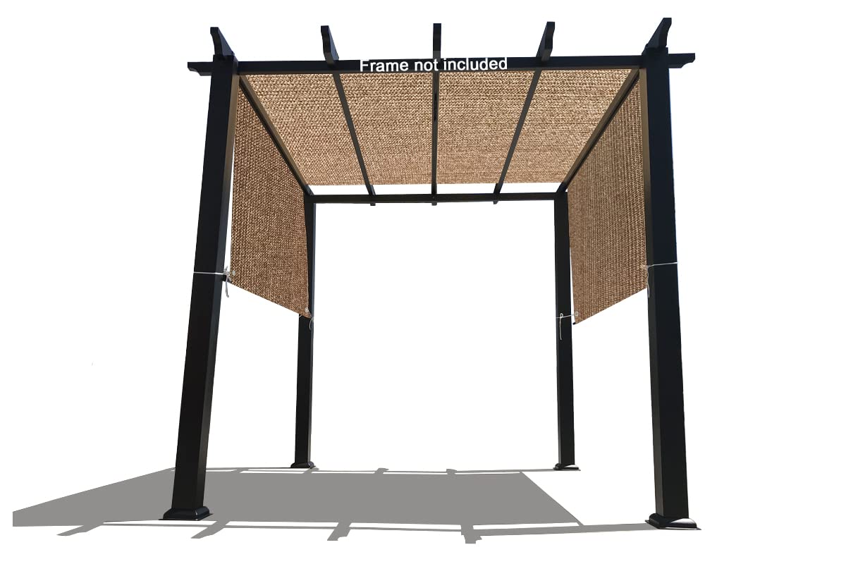 Alion Home 12' x 9' Walnut HDPE Permeable Canopy Sun Shade Cover with Rod Pockets - Replacement for Pergola, Patio, Deck, and Outdoor Living Spaces