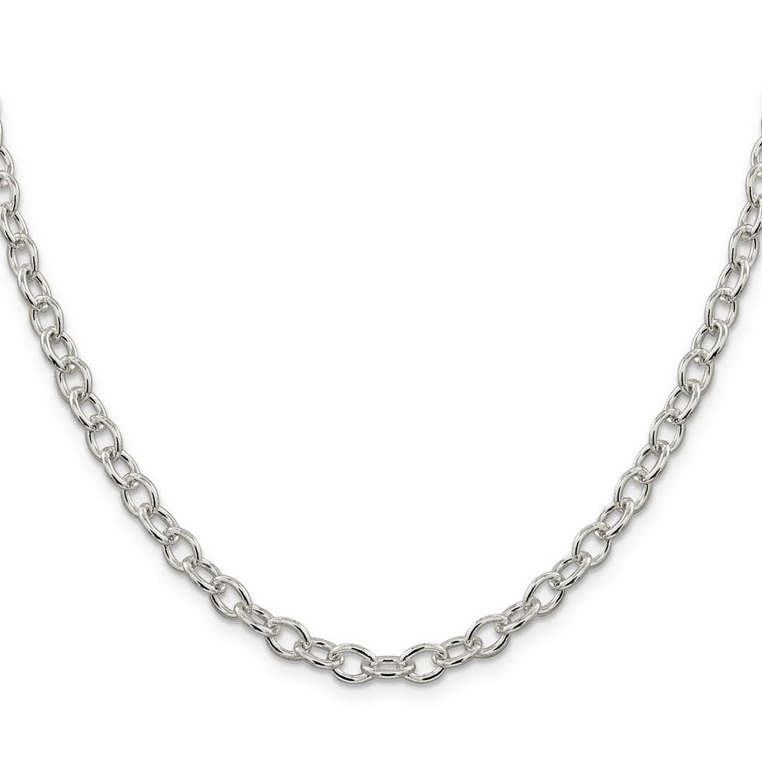 925 Sterling Silver Oval Polished Chain Necklace 24 Inch 5.75mm - Dainty Lobster Claw Clasp Unisex Jewelry for Women & Men - Perfect for Everyday Wear, Gifts & Special Occasions