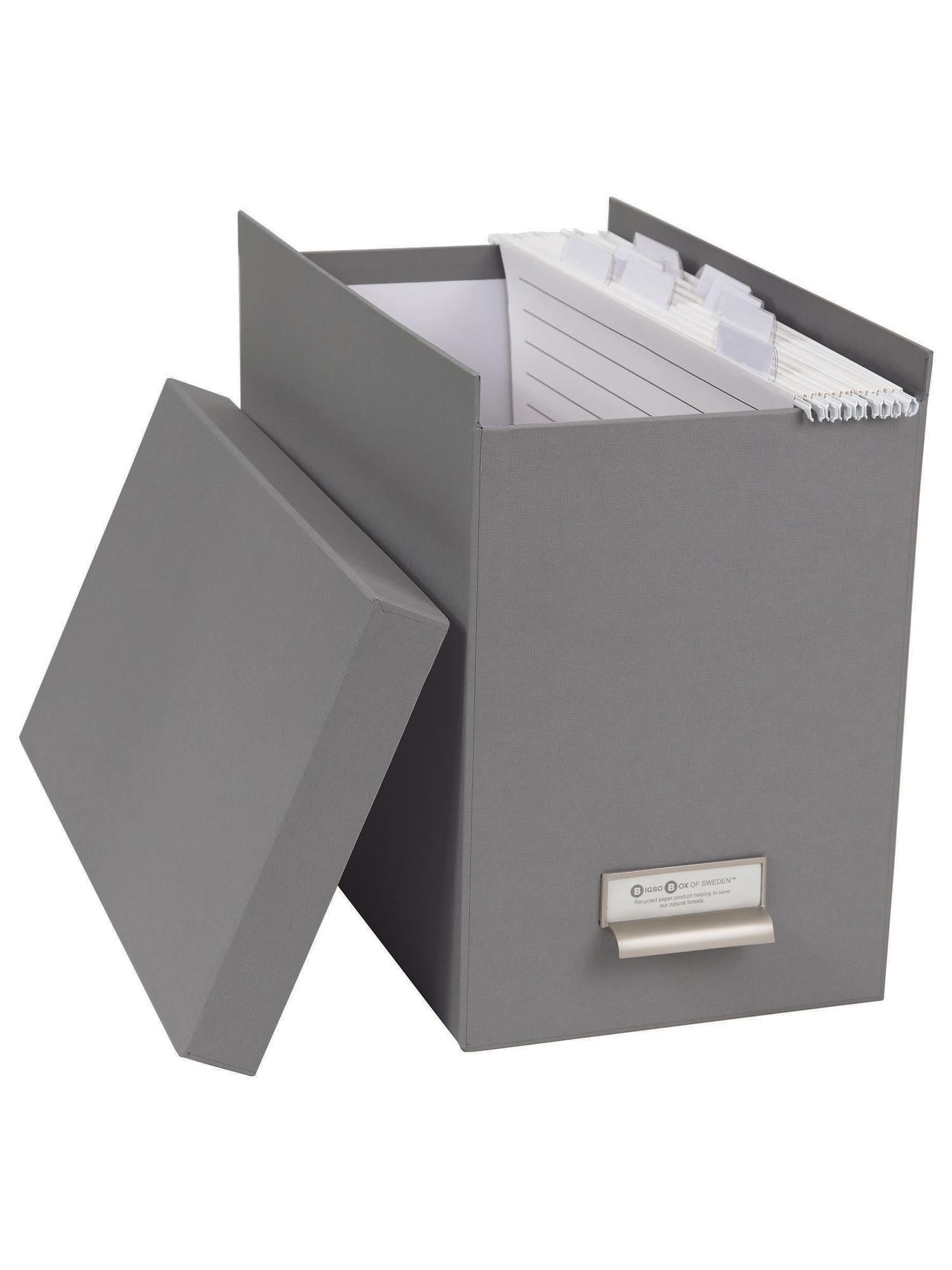 Johan File Box - Grey & Multi-Color Storage Organizer for Office, Home, or School Documents