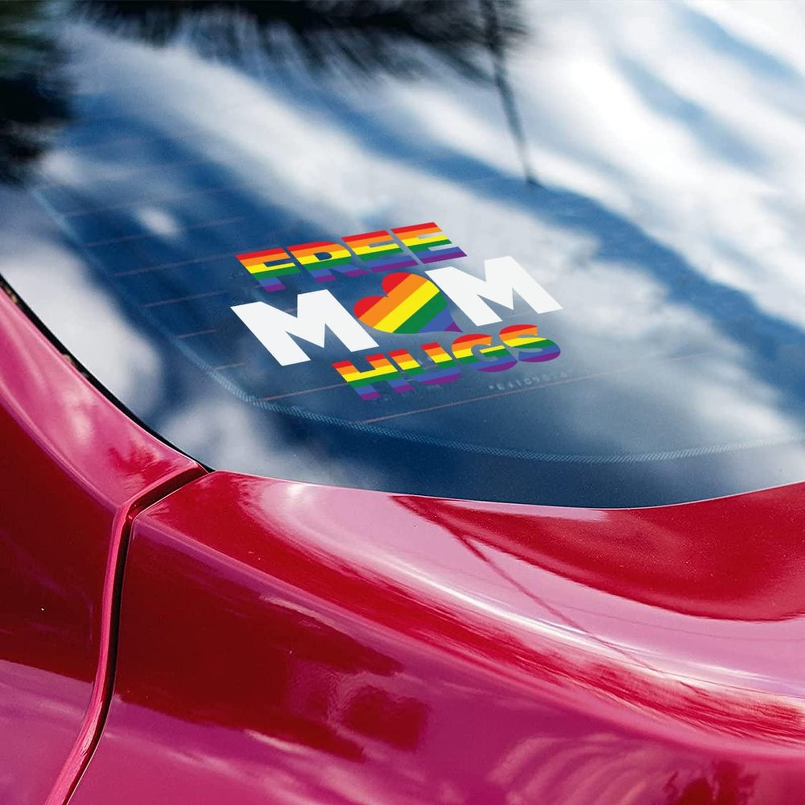 Free Mom Hugs LGBT Car Decals - Rainbow Pride Equality Vinyl Stickers for Cars, Trucks, Windows & Laptops - Show Support for Gay, Lesbian & LGBTQ+ Community (Great for Pride Events, Daily Commute & Office Decor)