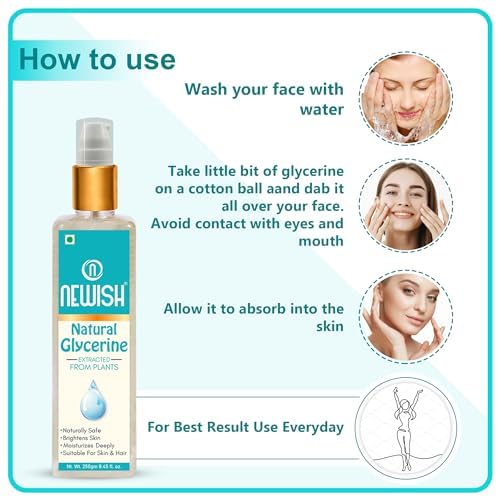 Pure & Unscented Glycerin for Skin Care - 100% Natural Glycerin Liquid for Face, Body & Hair - 250ml Bottle | Hydrating Moisturizer for Dry Skin, DIY Beauty Recipes & Soap Making