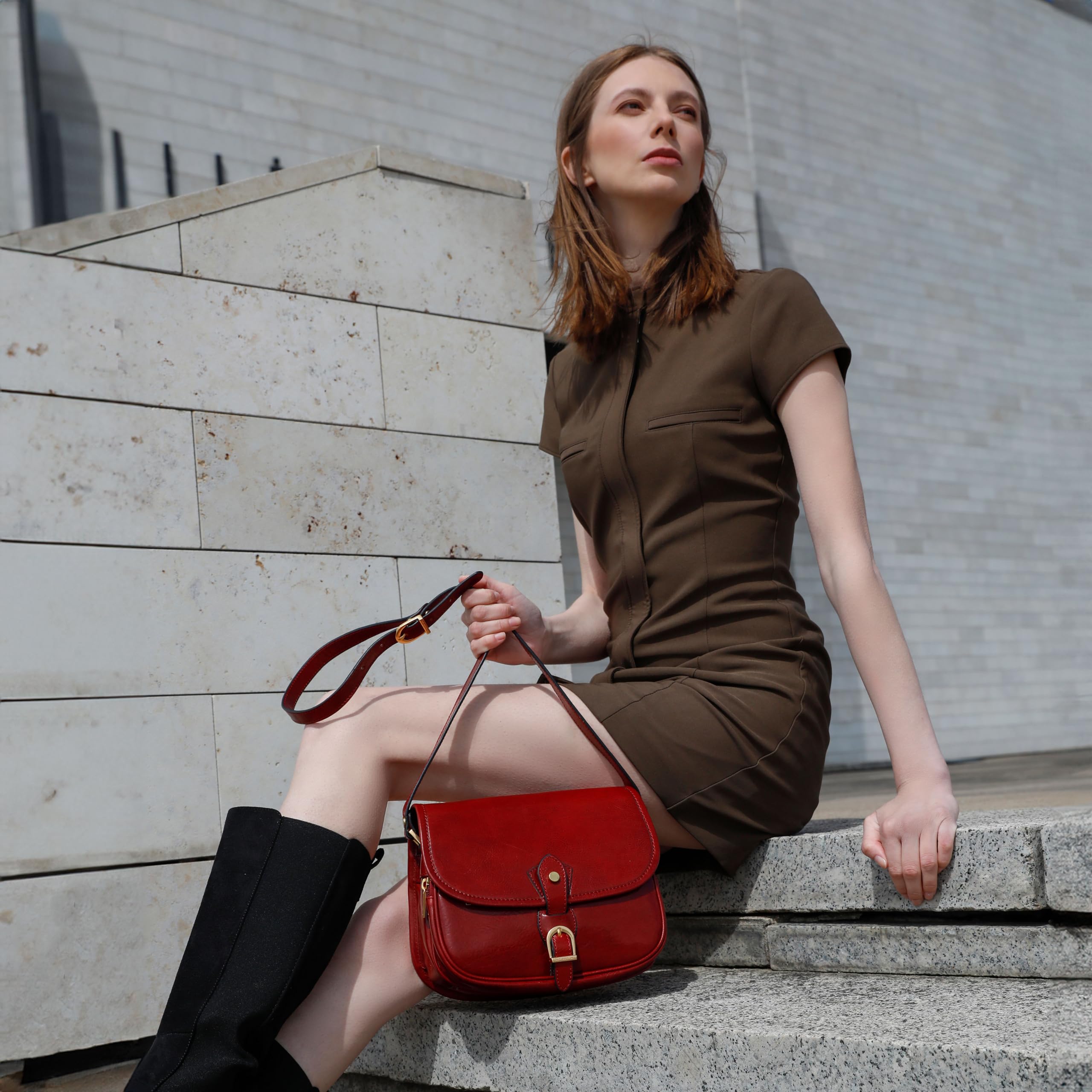 Durable Leather Crossbody Bag for Women - Handbag, Shoulder Purse for Work & Travel