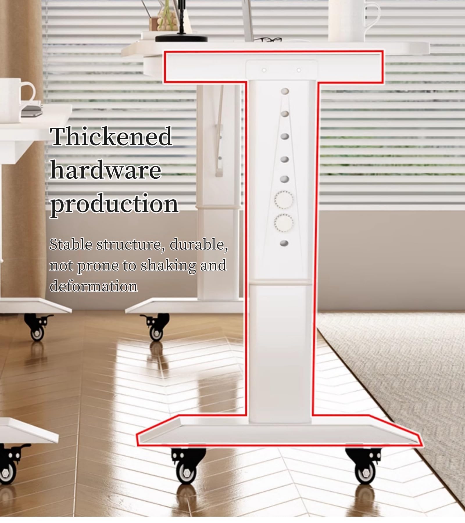 Adjustable Overbed Table with Wheels - Mobile Bed Desk for Laptop, Breakfast, Reading & Work - Perfect for Hospital, Home & Office Use