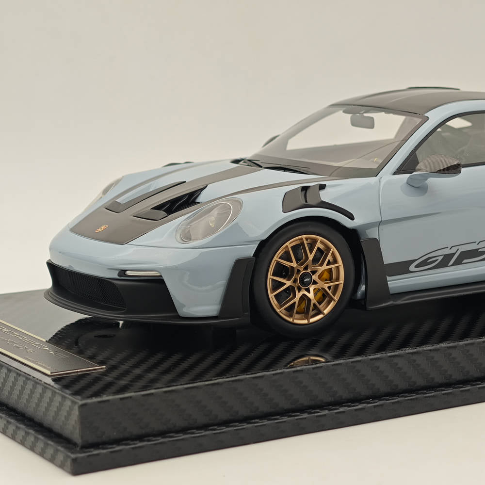 1/18 Scale Porsche 992 GT3 RS Gray Resin Diecast Model Car - High Quality Collectible for Display, Racing Enthusiasts & Home Office Decor