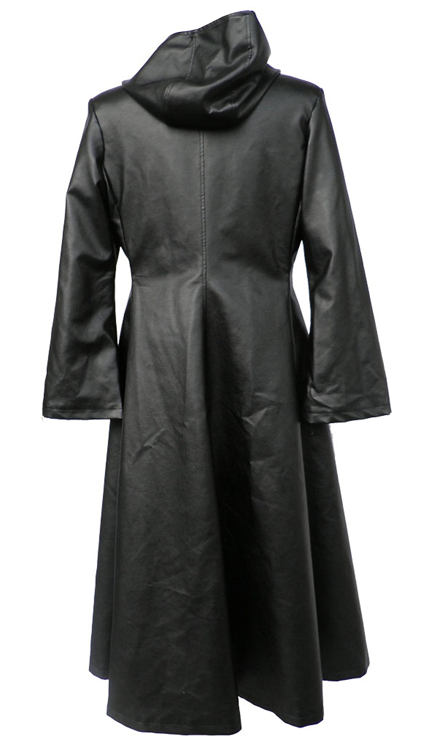 Men's Black Leather Long Coat - Halloween Cosplay Costume for Vampire, Gothic & Steampunk Outfits | Perfect for Parties, Cosplay & Themed Events