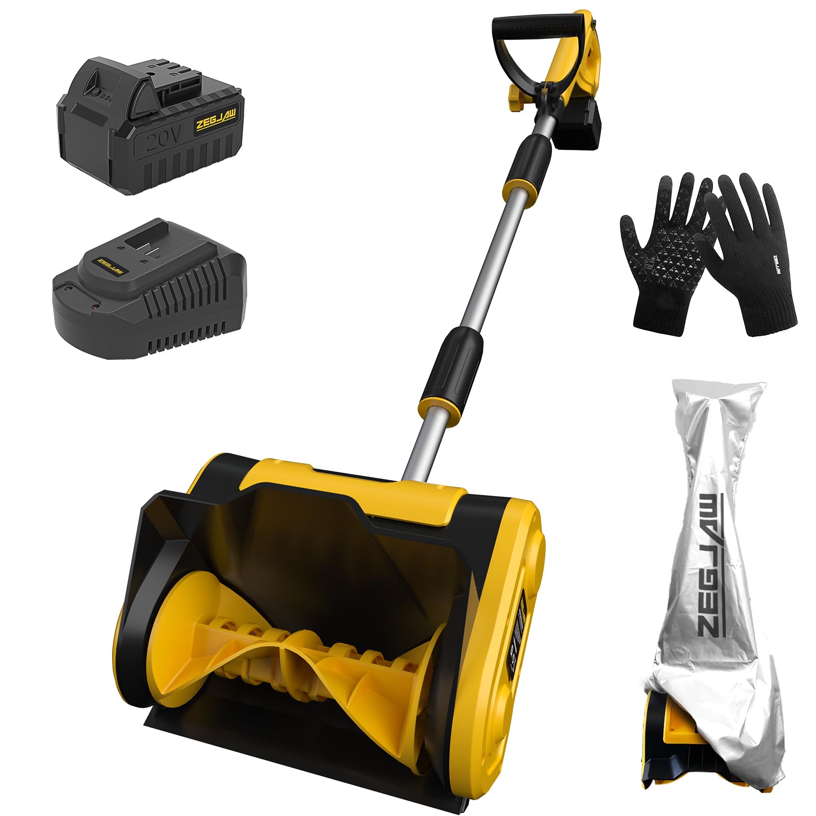 20V Cordless Electric Snow Shovel - 11-Inch Wide Snow Blower with Adjustable Front Handle, 4-Ah Battery & Fast Charger Included - Perfect for Driveways, Sidewalks & Small Areas - Winter Snow Removal Tool with Dust Cover