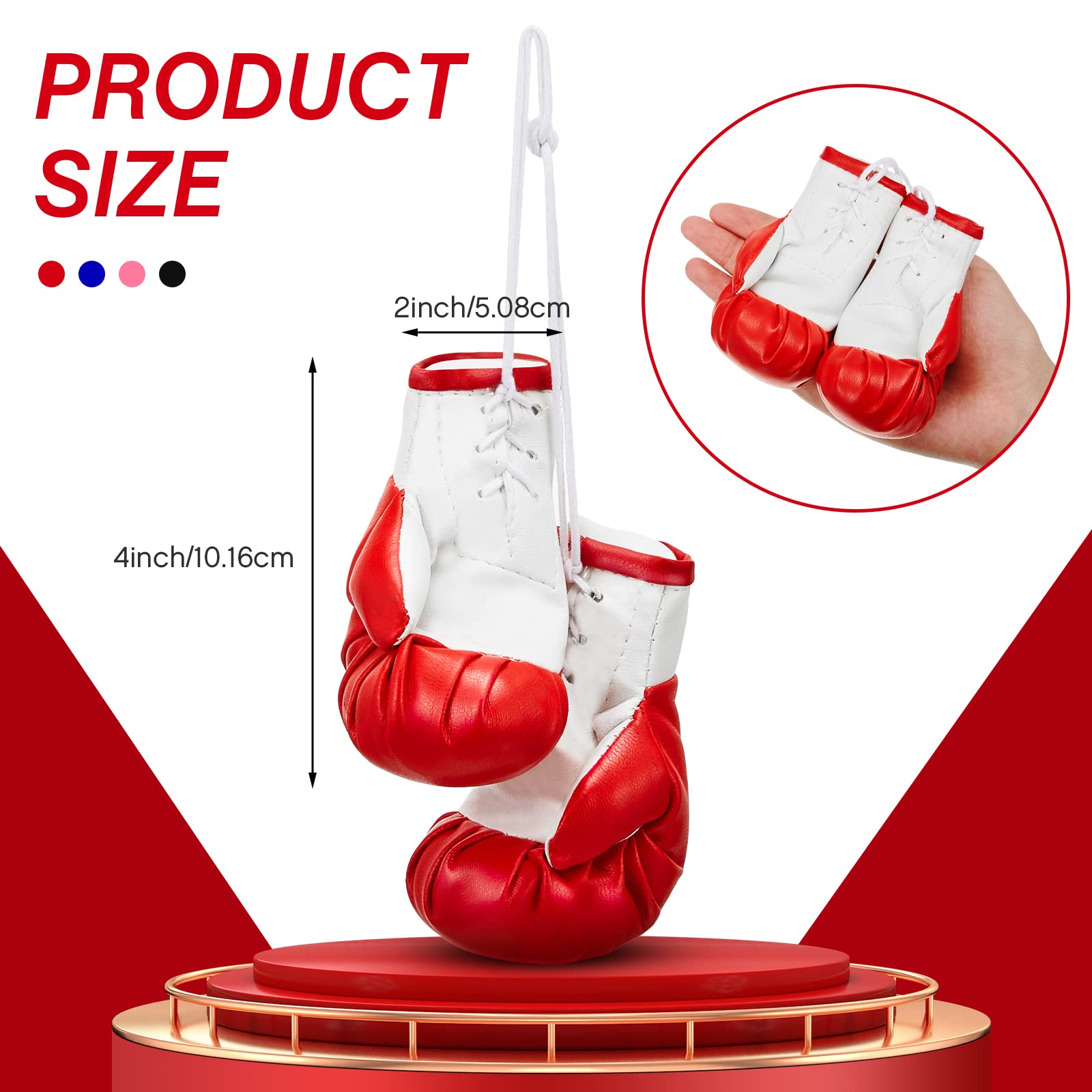 4 Pairs Mini Boxing Gloves Keychain - Small Boxing Glove Ornaments for Car Mirror, Home Decor, Gym Bag & Gifts - Perfect for Sports Fans, Fight Night Parties & Boxing Theme Decorations