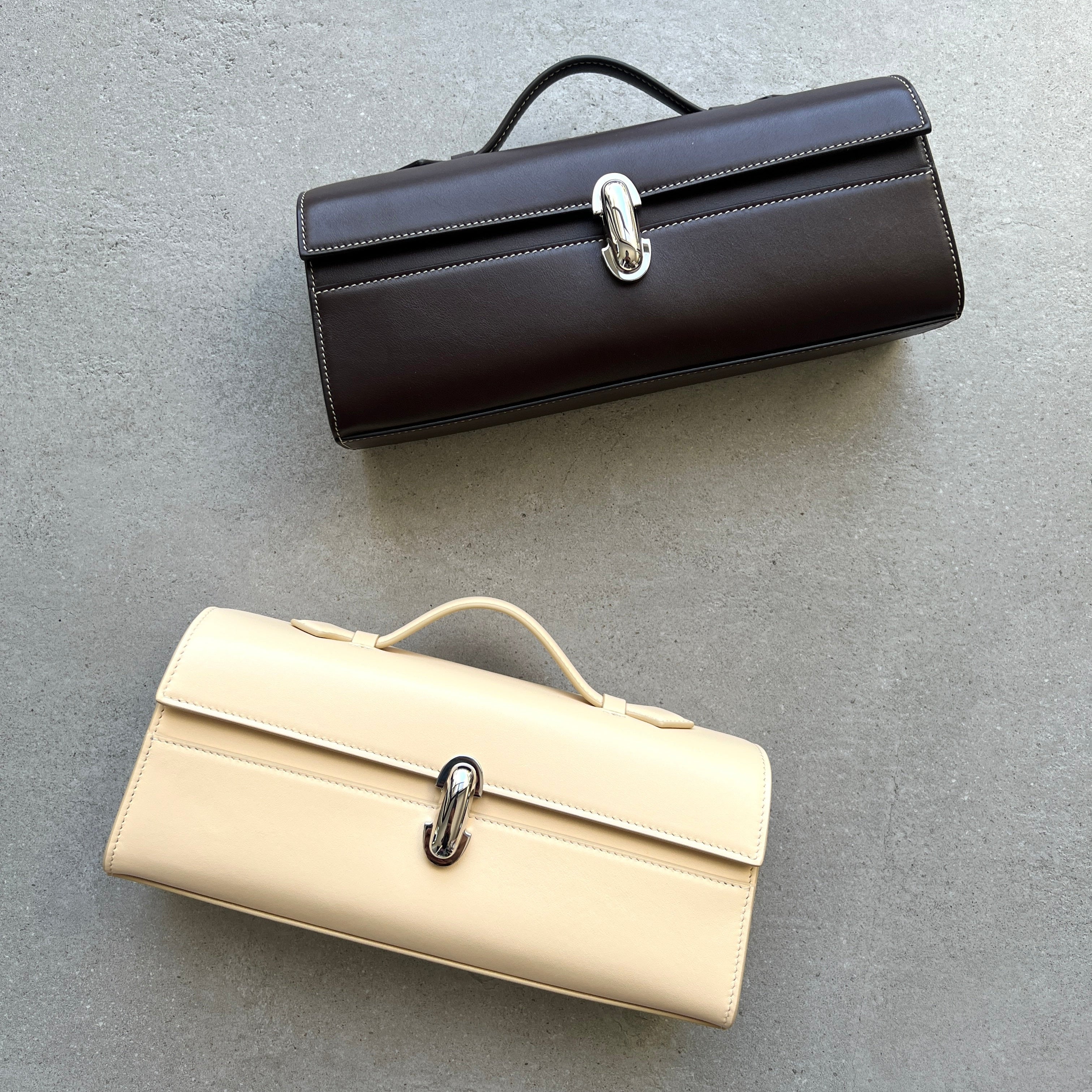 Slim Symmetry Smooth Calf Leather Crossbody Bag in Ecru - Small Size | Perfect for Everyday Use, Work, and Evening Outings
