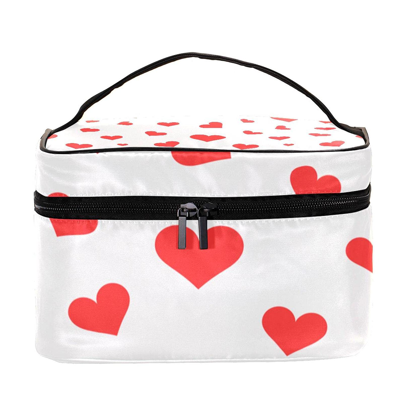 Heart Pattern Travel Makeup Bag - Large Cosmetic Organizer for Women | Perfect for Vacation & Daily Use