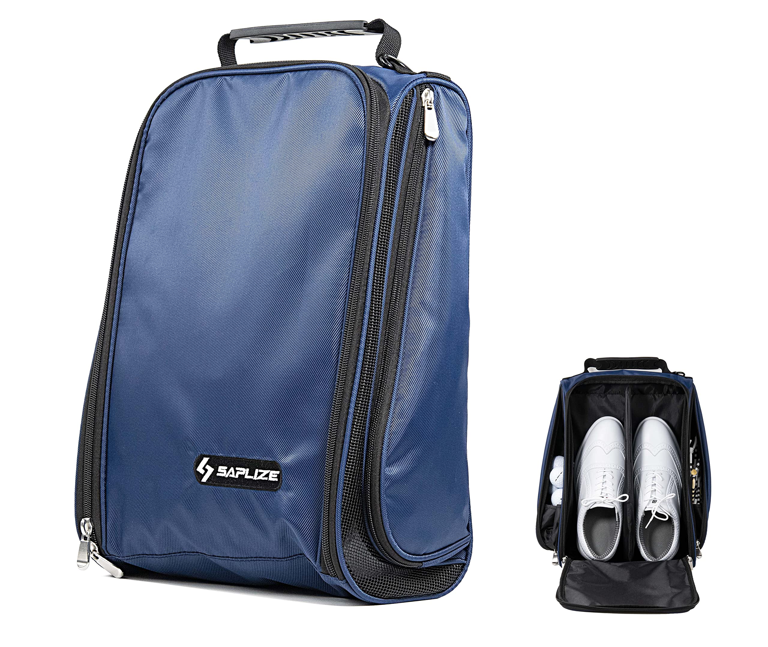 **SAPLIZE Golf Shoe Bag with Mesh Ventilation & External Pocket – Breathable Shoe Carrier for Golf Accessories, Sports Travel & Storage Organizer – Perfect for Golfers & Travel Enthusiasts (Blue)**