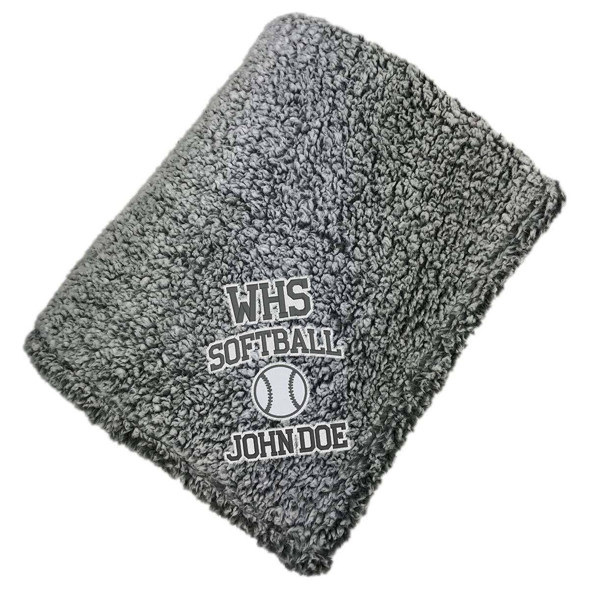 Custom Embroidered Softball Blanket for Seniors - Personalized Senior Gift for Softball Players - Perfect for Games, Graduation, and Cozy Home Use