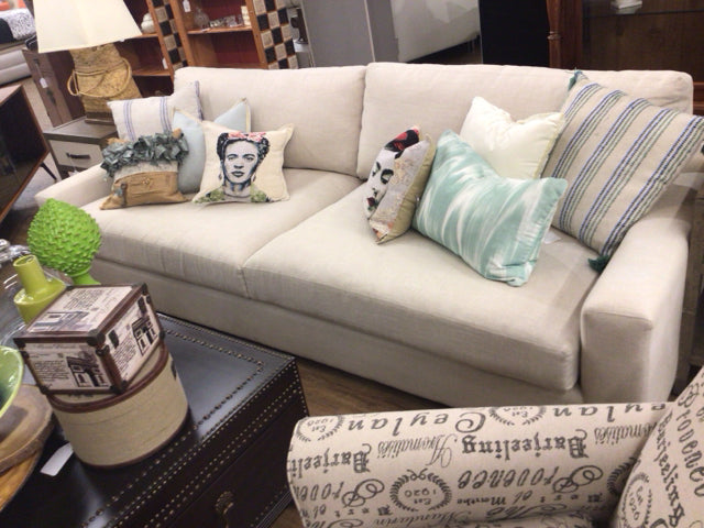 Arhaus Fabric Sofa - Pre-Owned with Minor Stains & Sun Fading | Perfect for Cozy Living Rooms, Home Offices & Guest Spaces