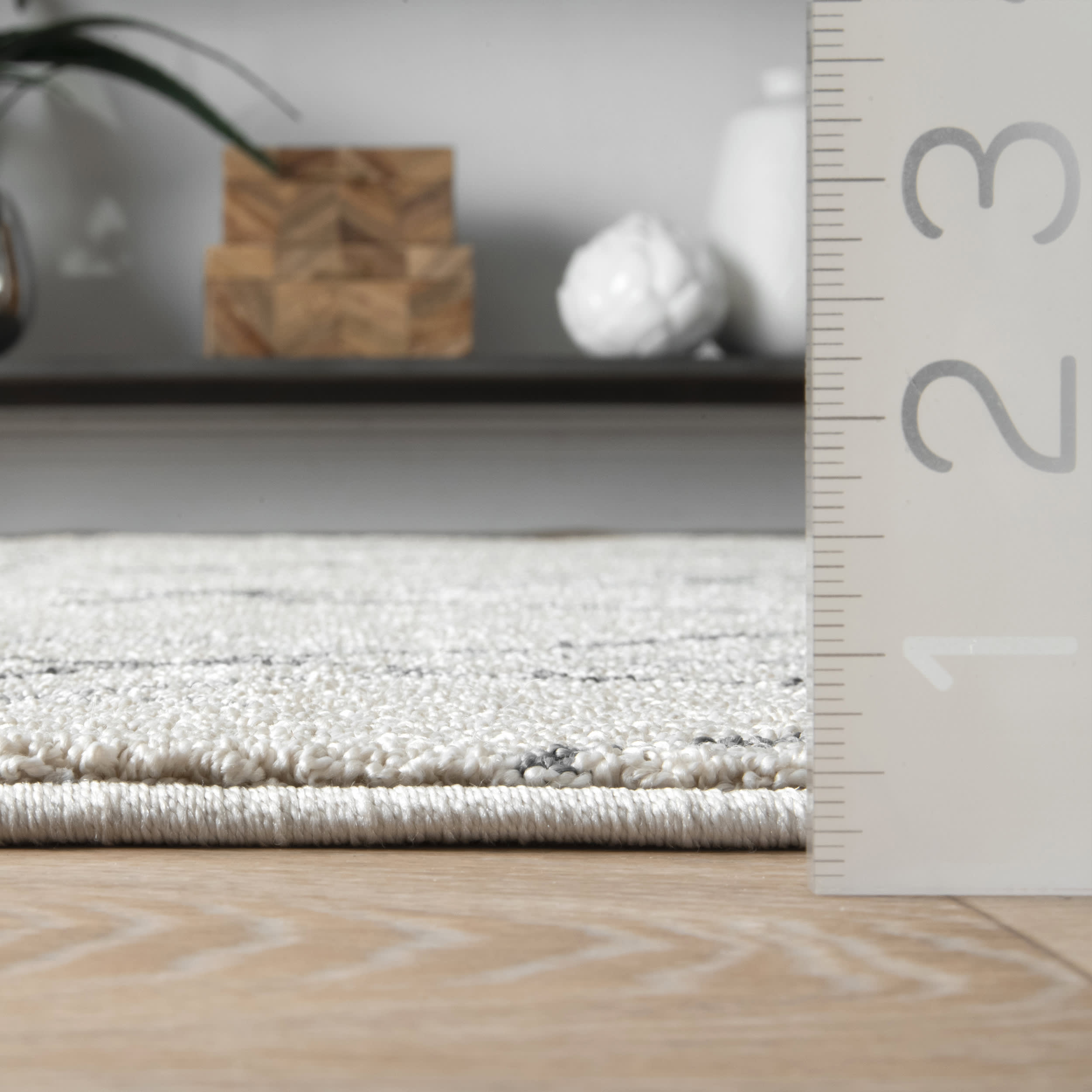Modern Trellis Tassel Rug - Soft Beige Bohemian Area Rug for Living Room, Bedroom & Nursery | Home Decor Accent for Boho Chic Style