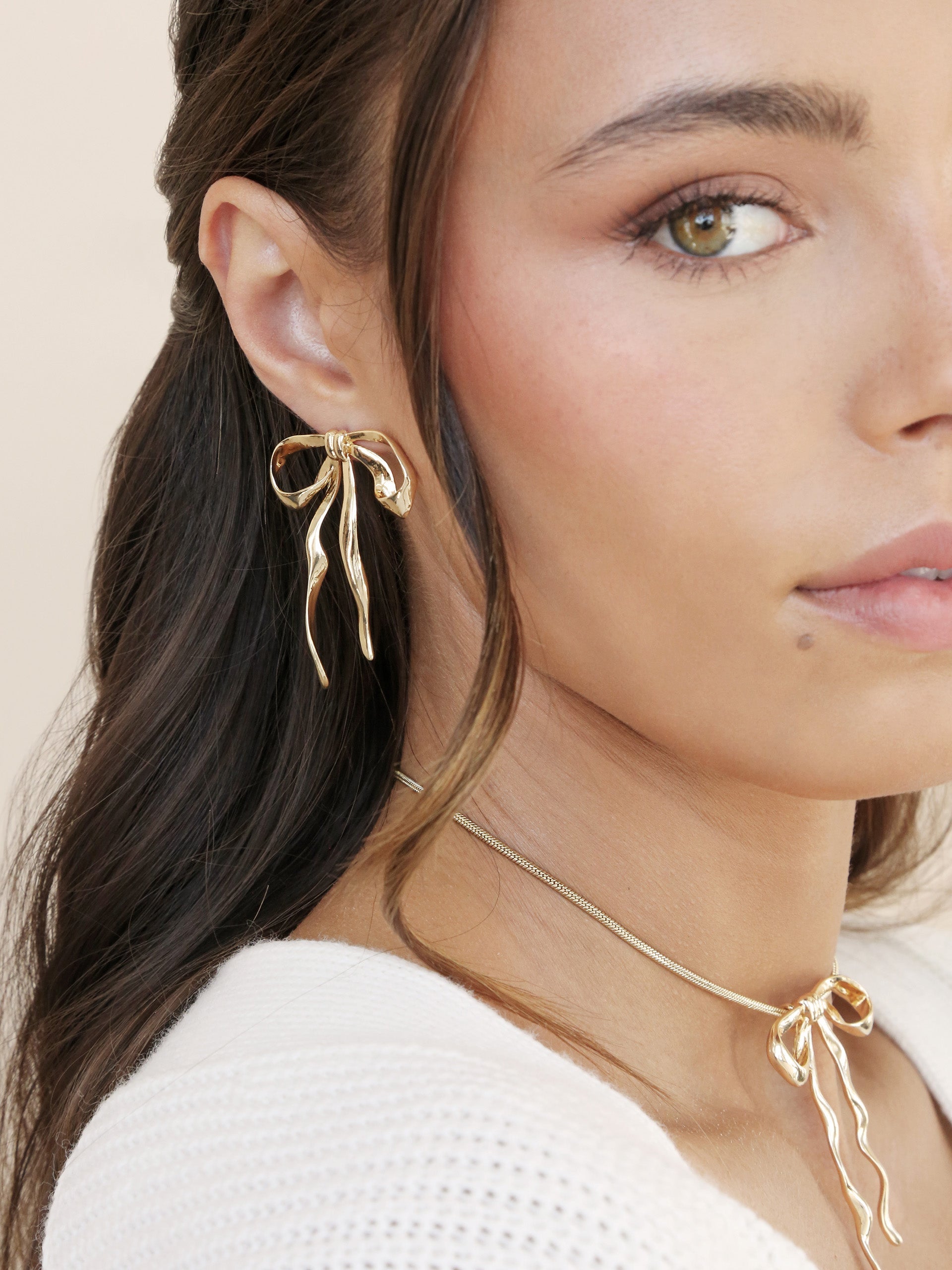 Organic Bow Earrings for Women - Handmade Boho Jewelry - Perfect for Weddings, Parties & Everyday Wear