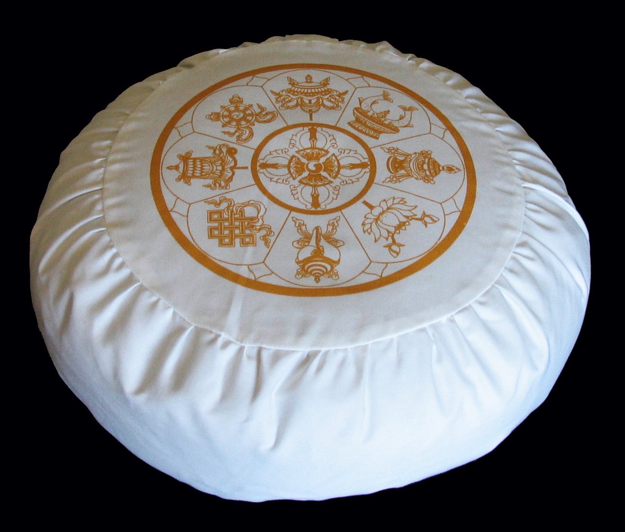 Boon Meditation Cushion Zafu Buckwheat Pillow - Ivory Gold for Yoga & Zen Practice