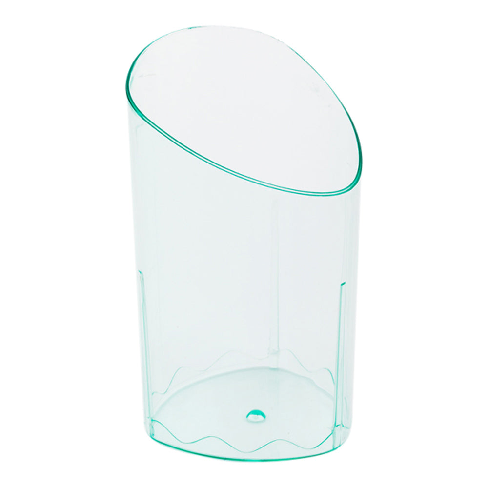 100-Pack 3 oz Seagreen Plastic Triangle Shot Glasses with 100 Silver Mini Plastic Spoons - Perfect for Parties, Bars, and Cocktail Events