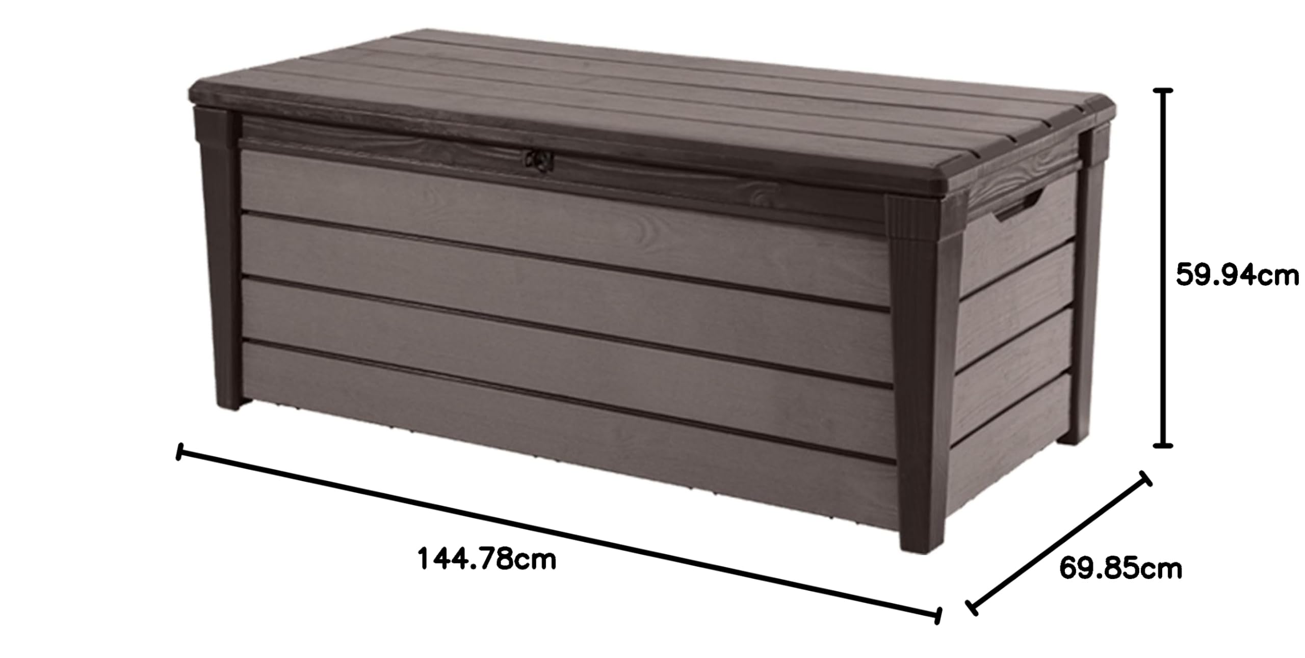 Keter 120-Gallon Outdoor Storage Deck Box - Lockable Waterproof Plastic Container Bench for Patio, Backyard & Garden | Weatherproof Organizing Solution for Cushions, Toys & Gardening Tools (Brown Brushwood Design)