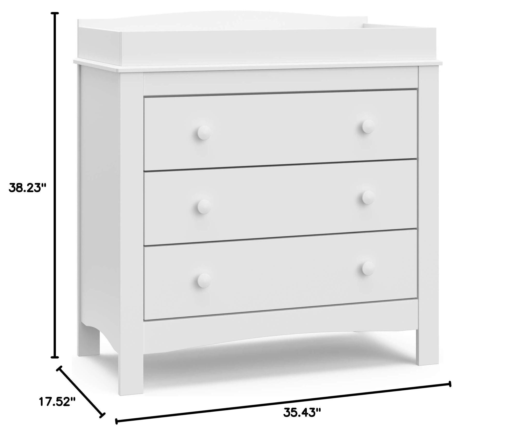 Graco Noah 3-Drawer Baby Dresser with Changing Table Topper - White Nursery Furniture, GREENGUARD Gold Certified 3-Drawer Chest for Baby Clothes & Essentials | Perfect for Nursery Organization & Diaper Changing Station