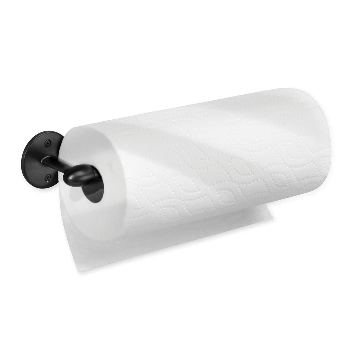iDesign Orbinni Wall Mounted Metal Paper Towel Holder - Matte Black Roll Organizer for Kitchen, Bathroom, Craft Room (13.75