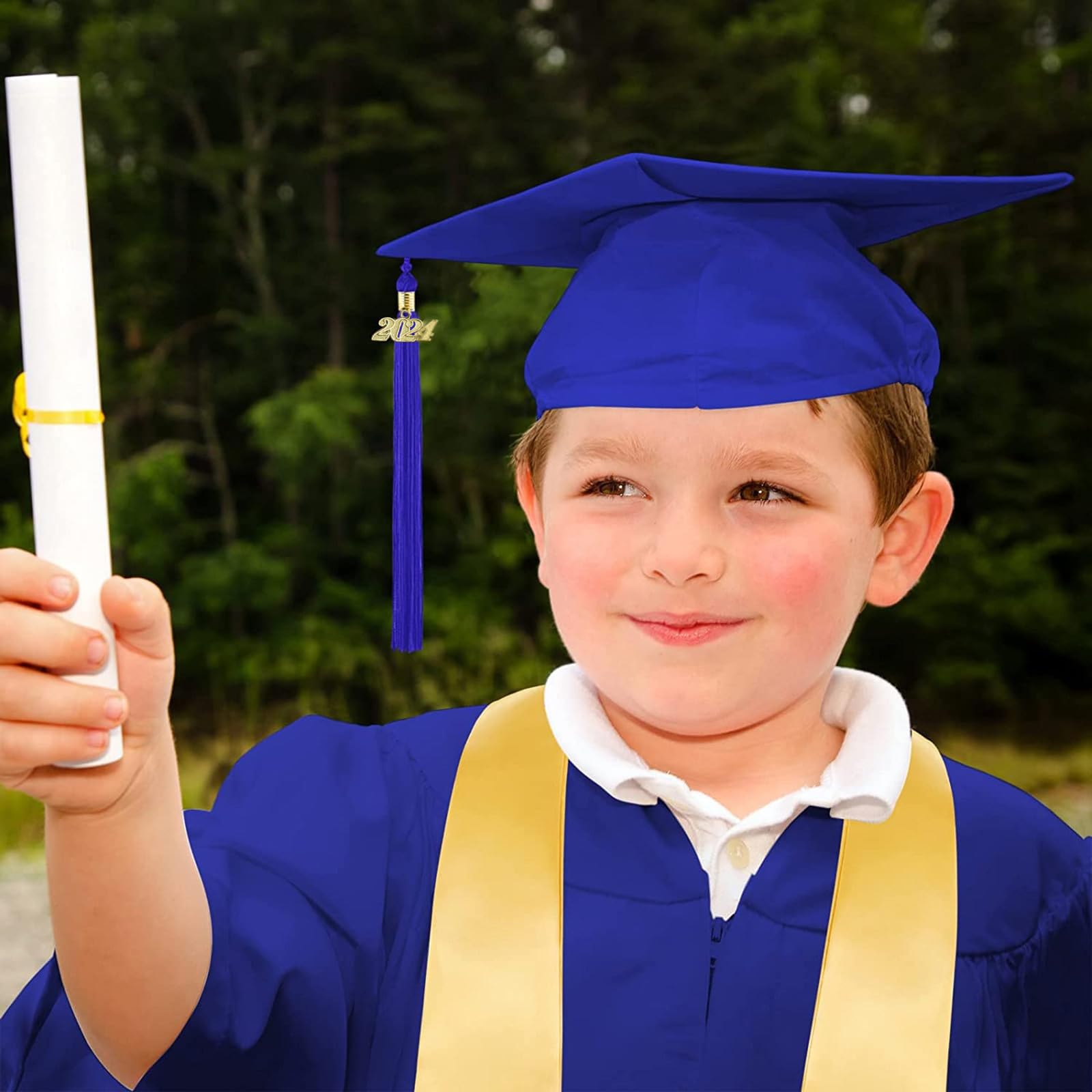 2024 Kids Graduation Cap and Gown Set with Tassel - Preschool & Kindergarten Graduation Dress Up Outfit for Ceremony & Photo Shoots