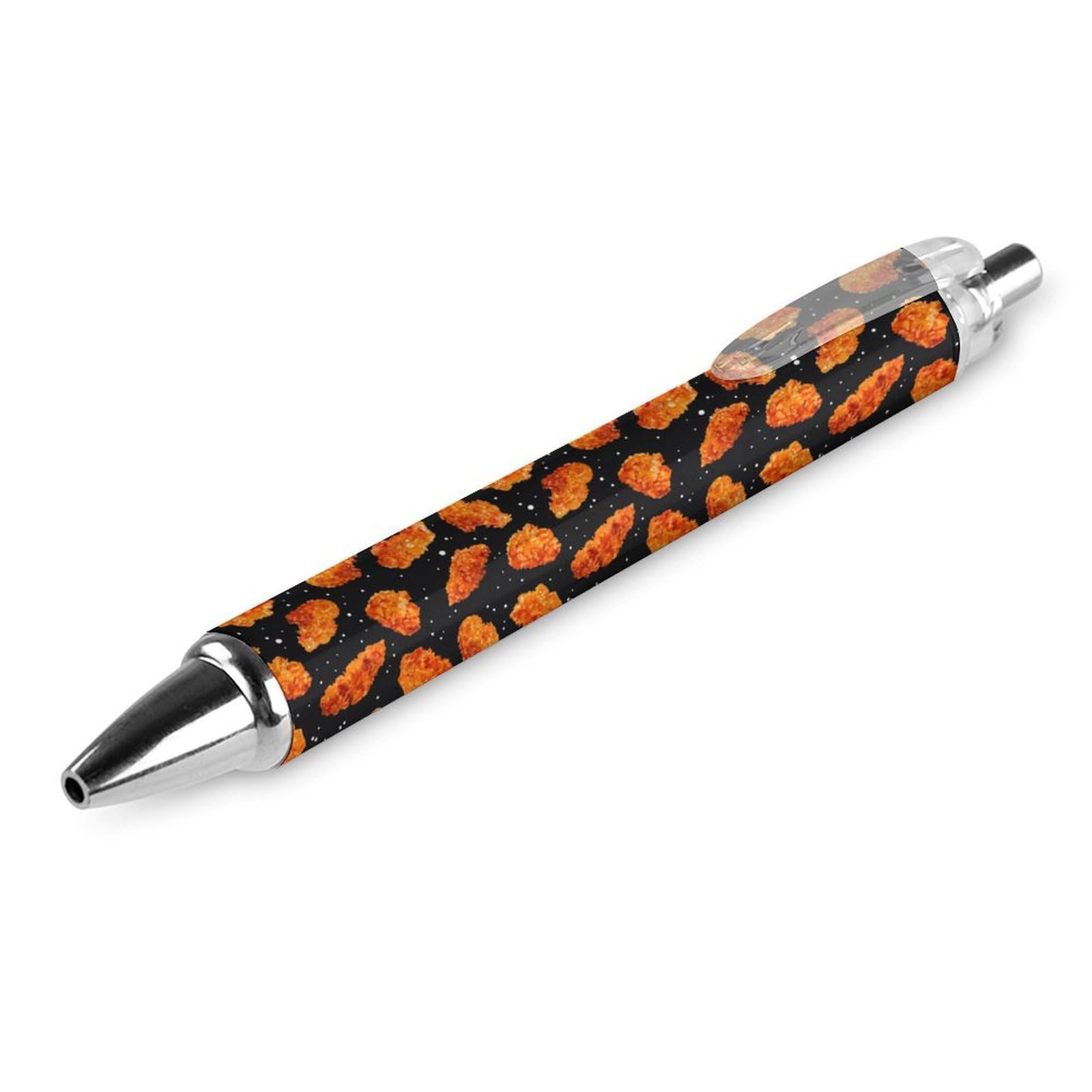 Crispy Fried Chicken Nuggets Ballpoint Pens - Retractable Gel Pen 0.5mm Fine Point Black Ink for Office, School & Home Use - Fun Novelty Writing Supplies for Food Lovers & Gift Giving