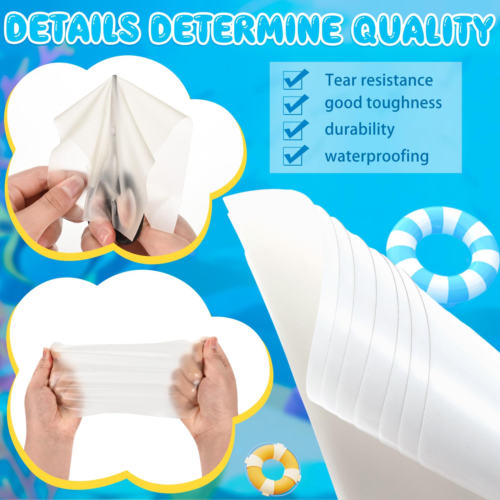 5 Pcs TPU Pool Repair Patch Kit - 21 x 30CM Waterproof Inflatable Repair Kit for Bounce House, Swimming Pool, Air Mattress, Inflatable Tent - Quick Fix for Leaks & Tears (Ideal for Outdoor Water Activities, Camping, and Pool Parties)