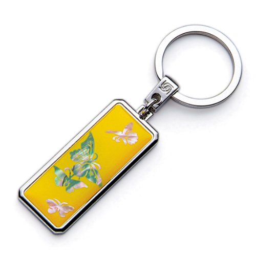 Handmade Mother of Pearl Butterfly Keychain - Yellow Luxury Metal Key Ring Holder | Unique Gift for Women, Fashion Accessory for Bags & Keys | Perfect for Everyday Use, Travel & Gifts