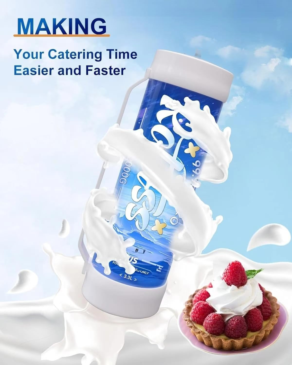N2O Cream Chargers 2000g (3.3L) - Premium Whipped Cream Gas Canisters for Professional Baking, Coffee Toppings & Cocktail Mixing - Compatible with Standard Cream Dispensers (Pack of 2) - Perfect for Desserts, Lattes & Party Drinks