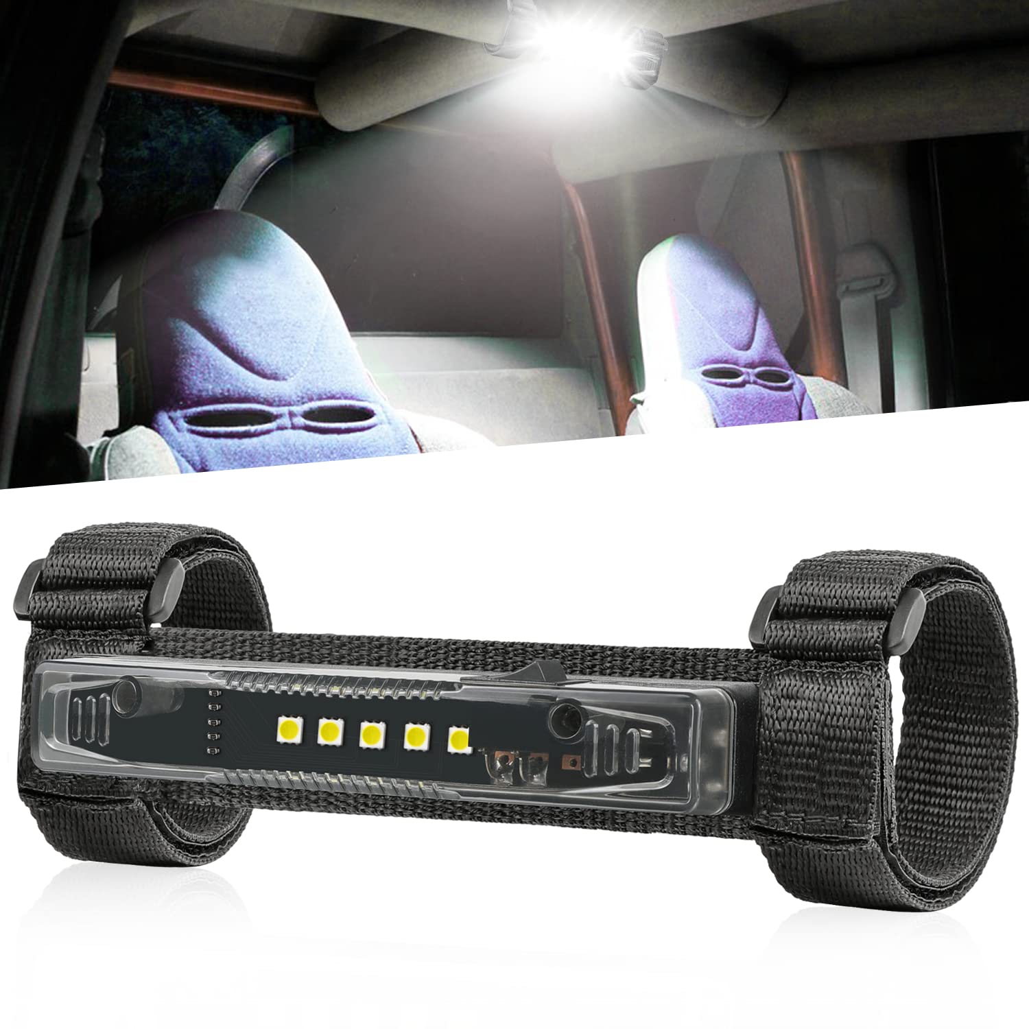 Universal UTV LED Dome Light with Roll Bar Mount - Overhead Interior Light for Polaris RZR, Can-Am, ATV, Truck & Car - Perfect for Off-Roading, Camping & Night Driving