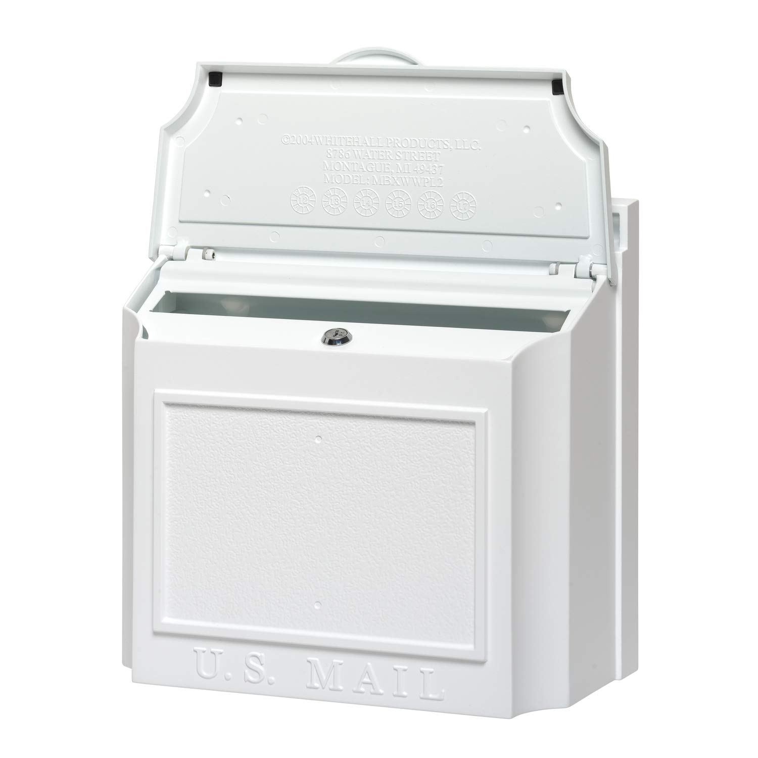 Whitehall Products 16139 White Wall Mounted Mailbox - Weatherproof Outdoor Mailbox for Home, Office, Apartment & Business Use