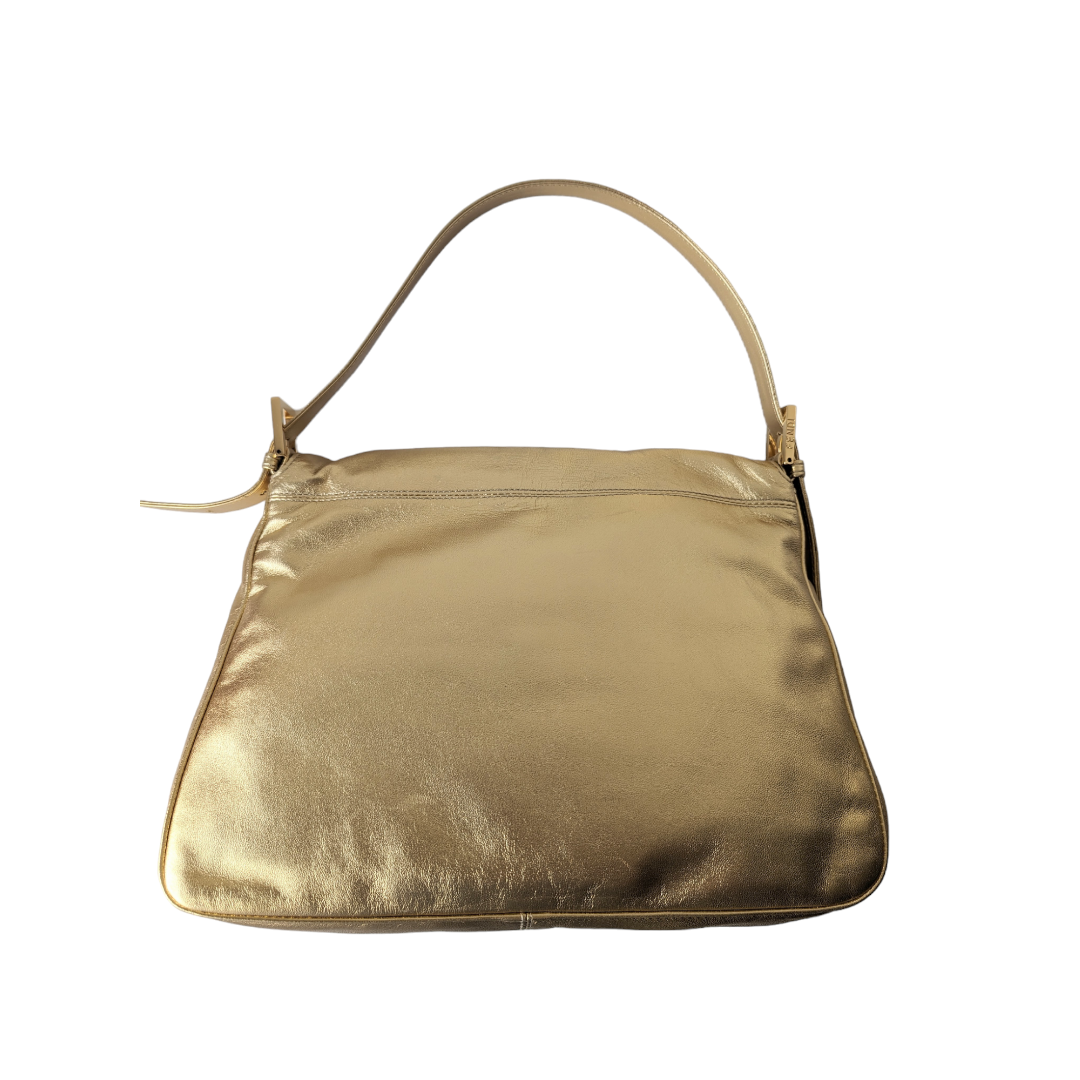 Fendi Gold Mamma Size Baguette Bag - Luxury Designer Handbag for Women | Perfect for Parties, Weddings & Evening Events