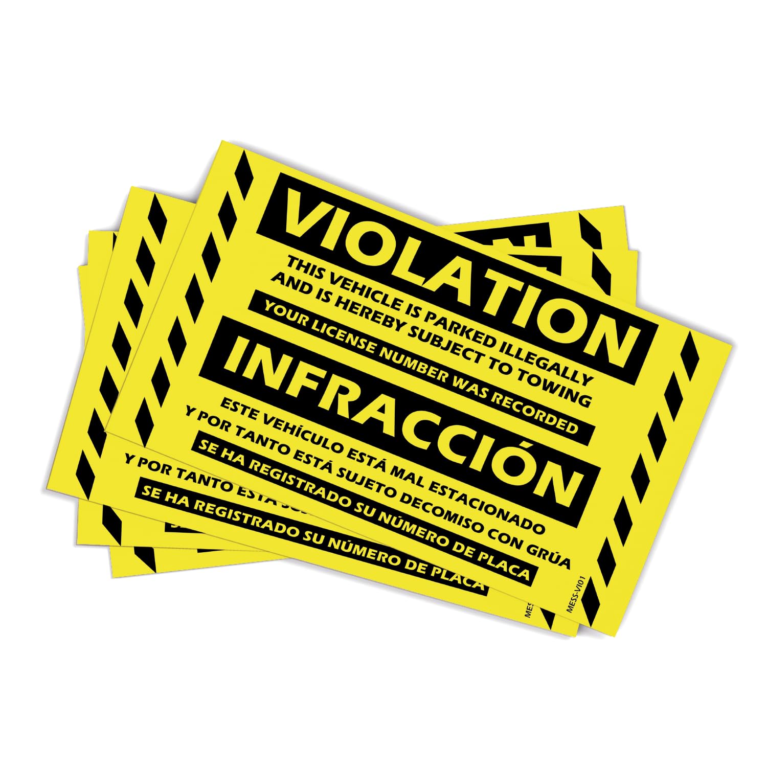 100 Hard-to-Remove No Parking Violation Stickers - Super Sticky Warning Tow Stickers 8x5 Inch (Yellow Bilingual) - Perfect for Parking Enforcement, Private Property Warnings & Illegal Parking Deterrent