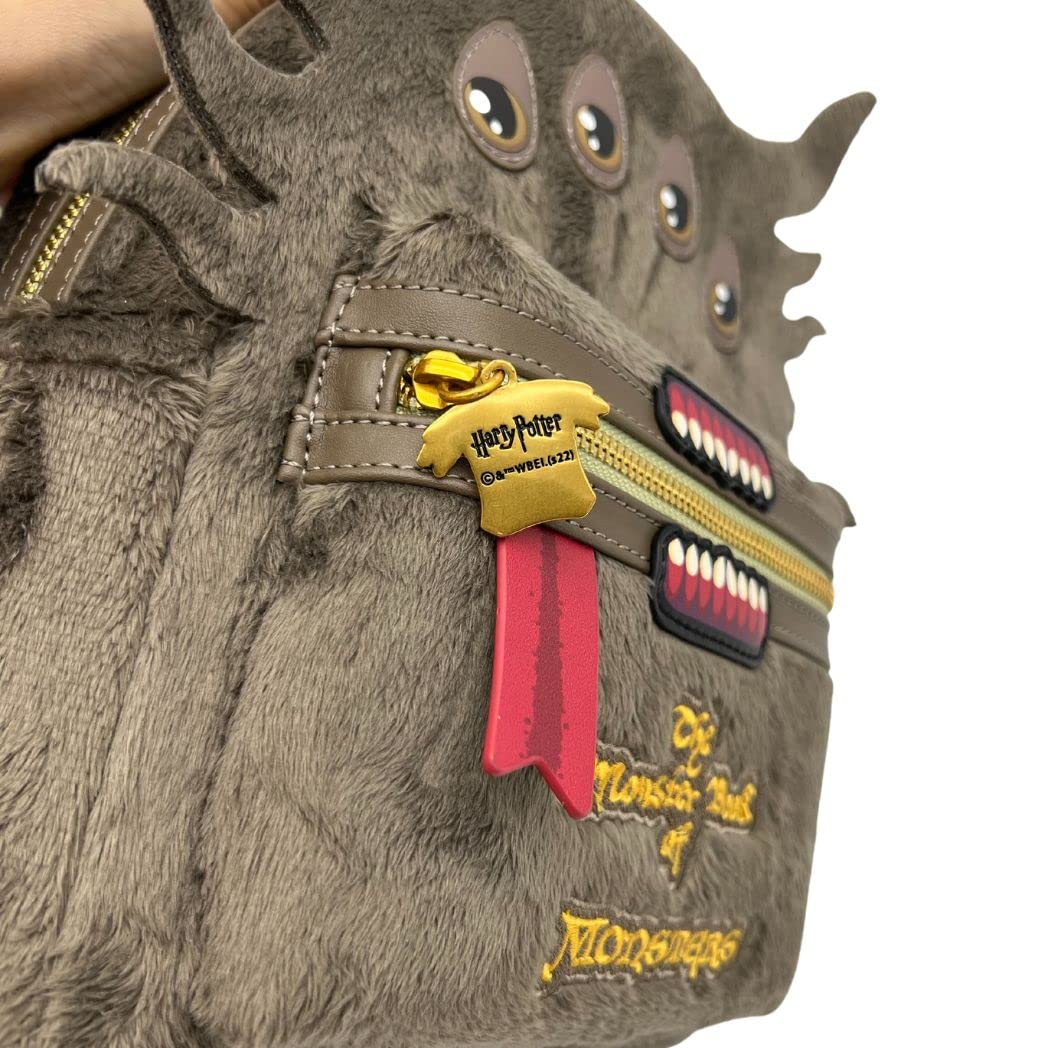 Loungefly Harry Potter Monster Book of Monsters Backpack - Official Licensed Double Strap Shoulder Bag for Cosplay, Halloween Costume & Wizarding World Fans - Perfect for Comic Con, Theme Parks & Harry Potter Merch Collectors
