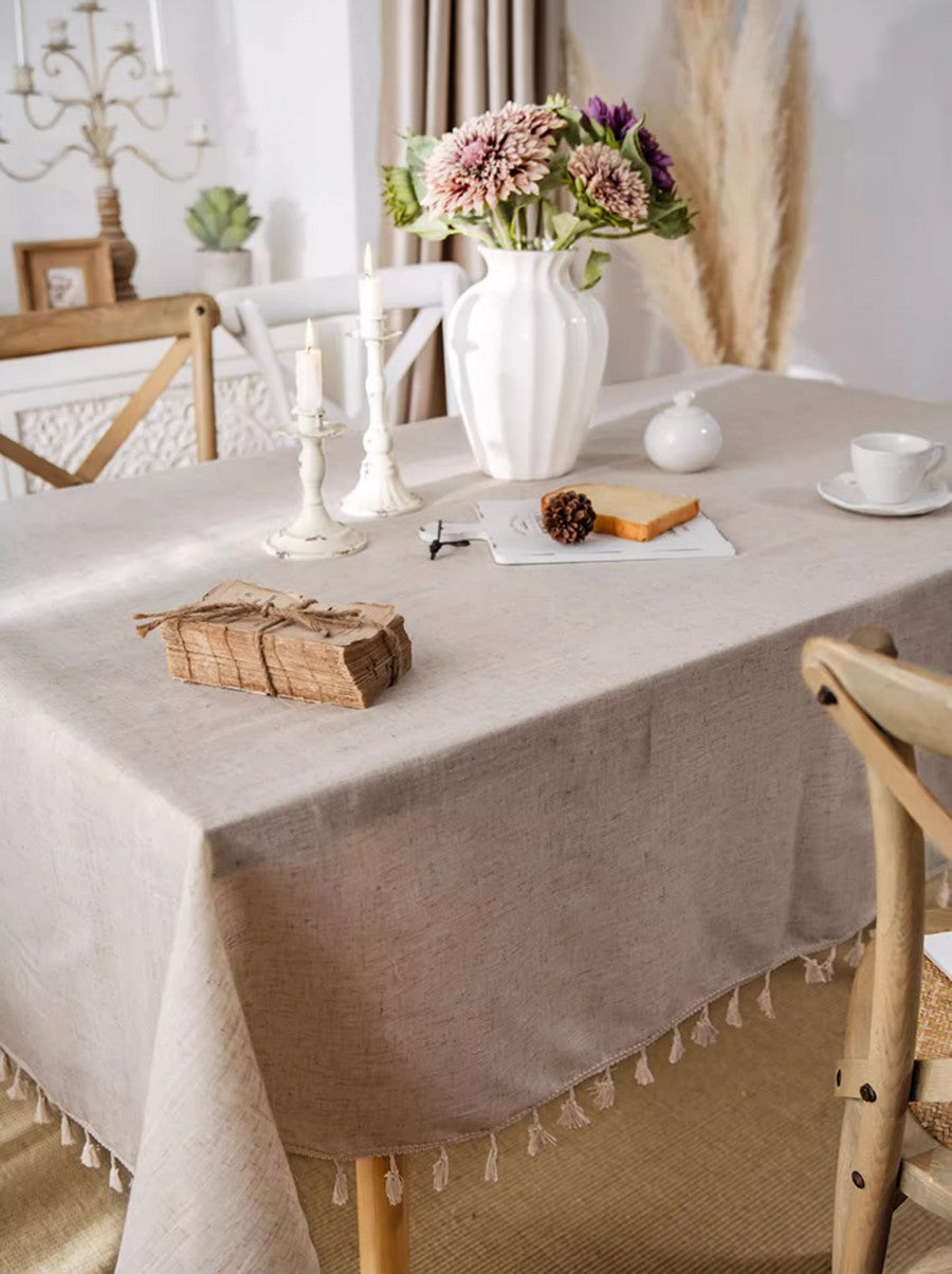 Premium Brown Linen Tablecloth - Elegant Rectangle Dining Table Cover for Home Decor, Modern & Simple Design, Fits Oval & Square Tables - Perfect for Dinner Parties, Holidays & Everyday Use